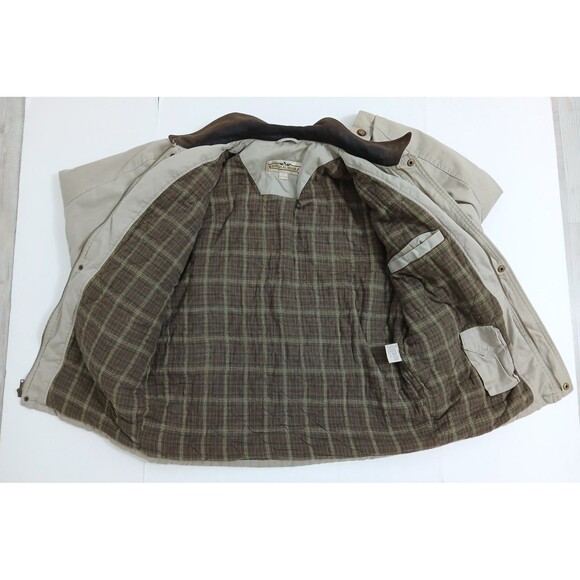 Chore Barn Hunting Field Barn Coat Jacket Bomber Large Plaid Flannel Lined Khaki - Picture 6 of 11